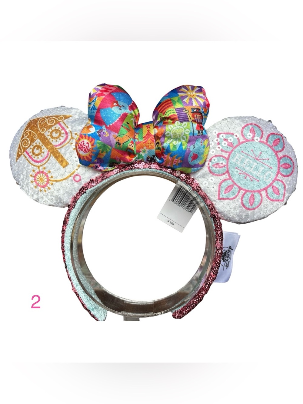 Disney It's a Small World Mickey Minnie Mouse Ears Bow Headband NWT 2